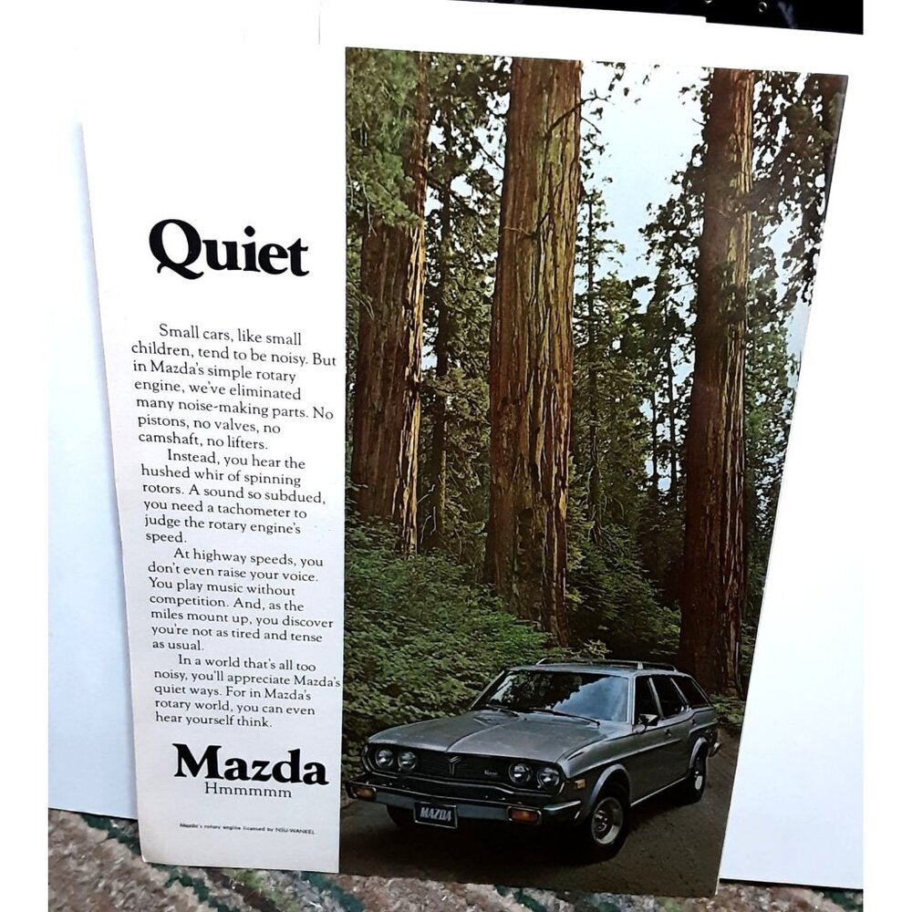 1974 Mazda with Rotary Engine Print Ad vintage 70s